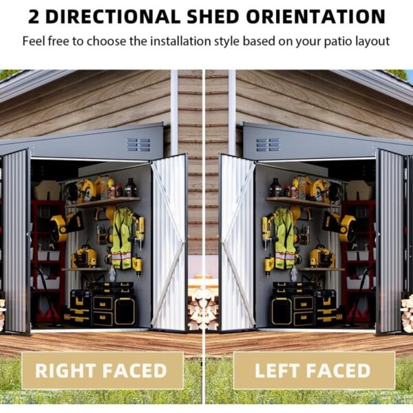 Pro-Tect 8'x10' Lean To Metal Storage Shed - Dark Grey - Image 7