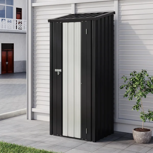 Living and Home 2.5' x 1.5' Modern Metal Storage Cabinet - Black and White - Image 2