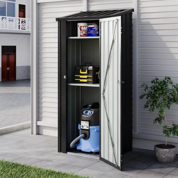 Living and Home 2.5' x 1.5' Modern Metal Storage Cabinet - Black and White - Image 9