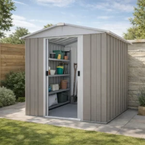 Yardmaster 6' x 7' Tall Apex Metal Shed - Platinum Stonegrey