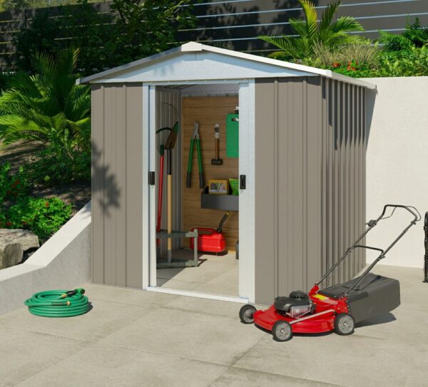 Yardmaster 6' x 7' Tall Apex Metal Shed - Platinum Stonegrey - Image 7