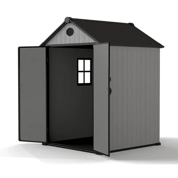 Living and Home 6x6 WoodField Woodgrain Plastic Apex Shed - Light Grey (Coming Soon) - Image 7