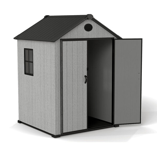 Living and Home 6x6 WoodField Woodgrain Plastic Apex Shed - Light Grey (Coming Soon) - Image 8