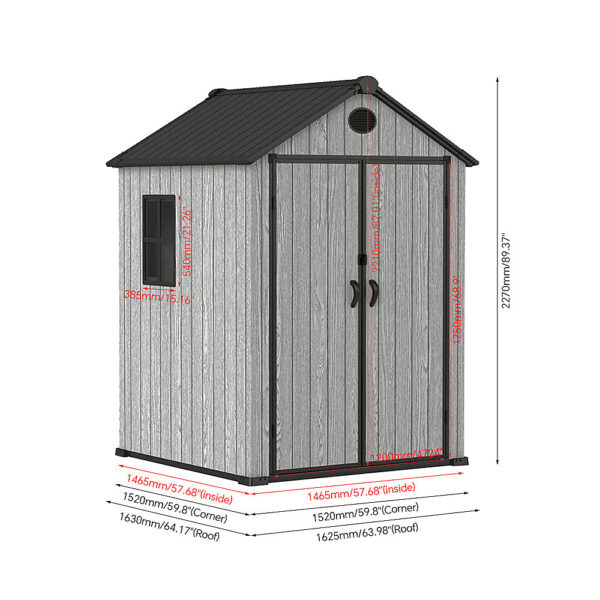 Living and Home 6x6 WoodField Woodgrain Plastic Apex Shed - Light Grey (Coming Soon) - Image 10