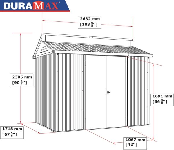 Duramax 8x6 Aluminium Metal Shed with Skylight and Foundation Grid - Image 11