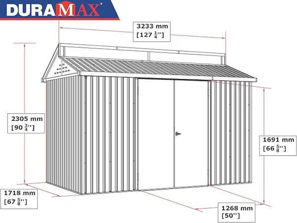 Duramax 10x6 Aluminium Metal Shed with Skylight and Foundation Grid - Image 10