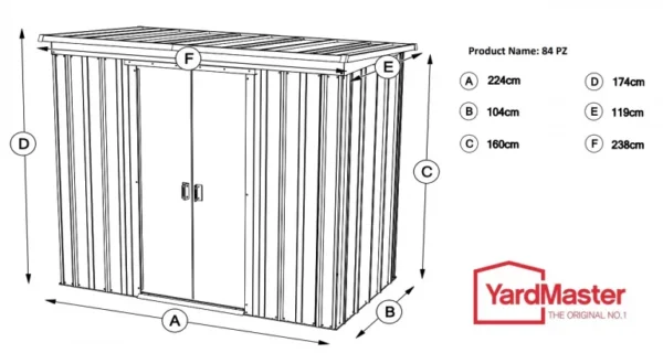 Yardmaster 8' x 4' Pent Metal Shed - Castleton - Image 3