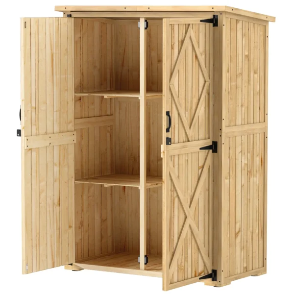 Outsunny 3.5'x 1.5'  Wooden Storage Unit Shed - Image 3