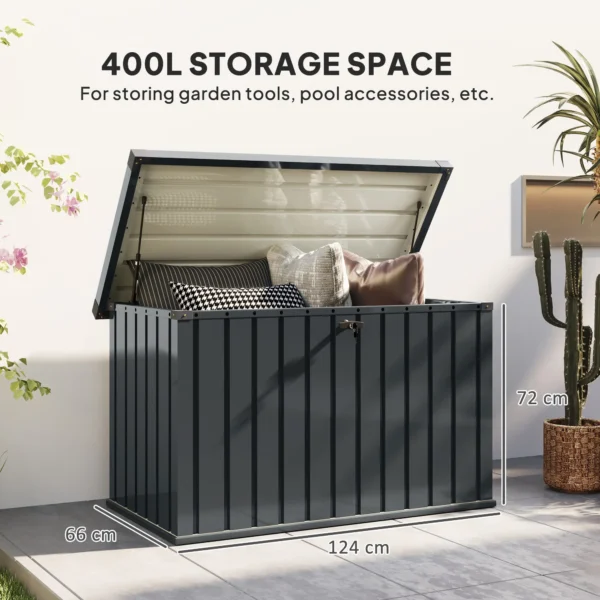 Outsunny Galvanised Metal Garden 400 Litre Garden Storage Box - Image 3