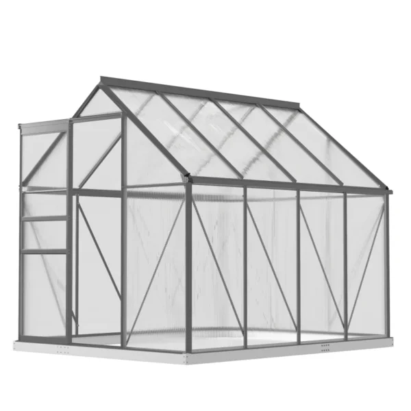 Outsunny 6ft x 8ft Polycarbonate Greenhouse -  Dark Grey - Image 8