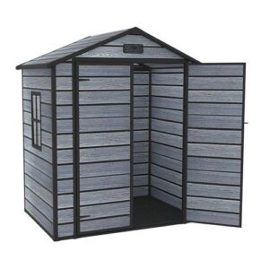 Pro-Tect 6'x4' Plastic Garden Shed with Integral Floor - Wood Grain