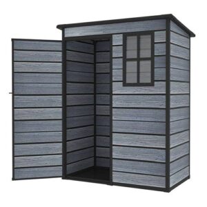 Pro-Tect 5'x3' Plastic Pent Garden Shed with Integral Floor - Wood Grain