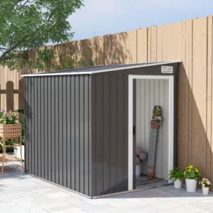 Outsunny 5ft x 7ft Lean To Metal Garden Shed -  Dark Grey