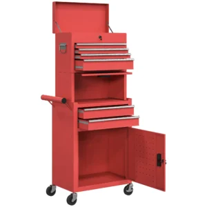 HOMCOM 3-Part Steel Locking Tool Chest -  Red