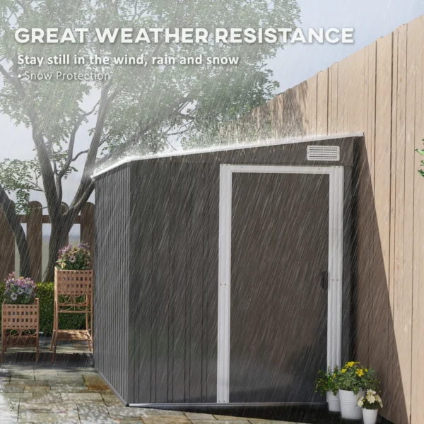 Outsunny 5ft x 7ft Lean To Metal Garden Shed -  Dark Grey - Image 10