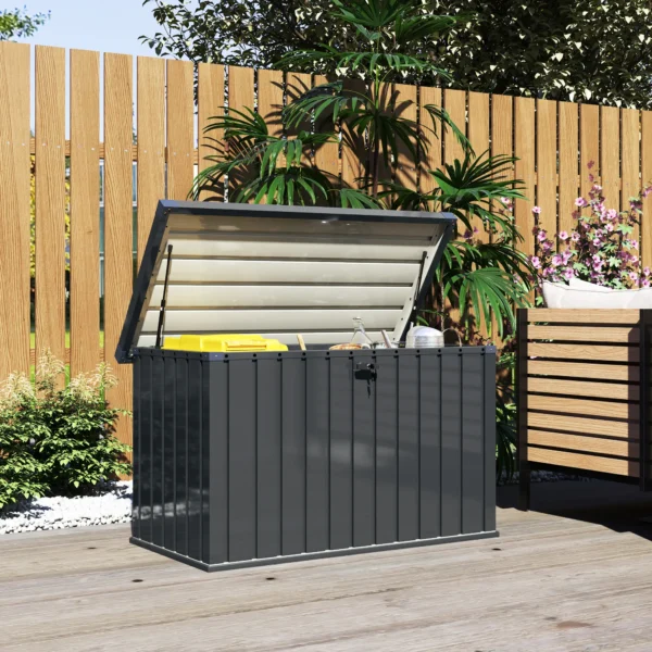 Outsunny Galvanised Metal Garden 400 Litre Garden Storage Box - Image 9