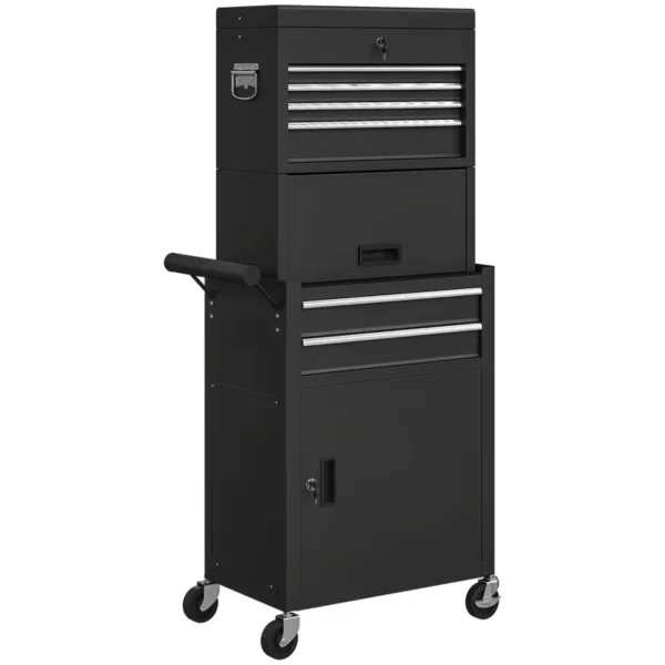 HOMCOM 3-Part Steel Locking Tool Chest - Black - Image 9