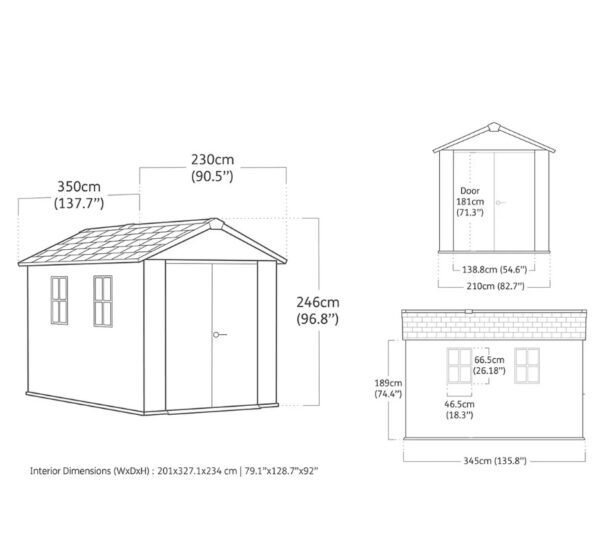 Keter 7.5' x 11' Ashwood Signature Apex Heavy Duty Plastic Shed - Woodlook - Image 9