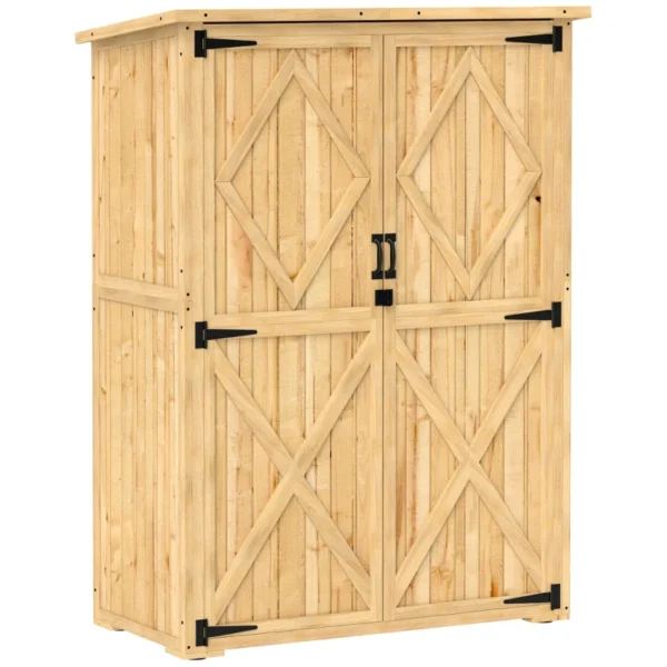 Outsunny 3.5'x 1.5'  Wooden Storage Unit Shed - Image 4