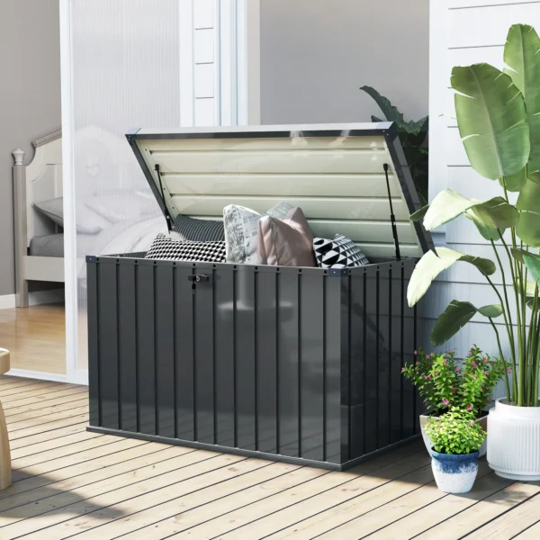 Outsunny Galvanised Metal Garden 400 Litre Garden Storage Box - Image 6