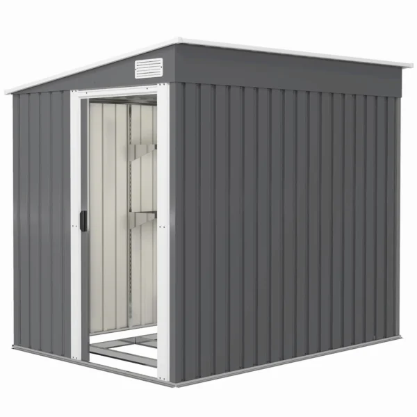 Outsunny 5ft x 7ft Lean To Metal Garden Shed -  Dark Grey - Image 9