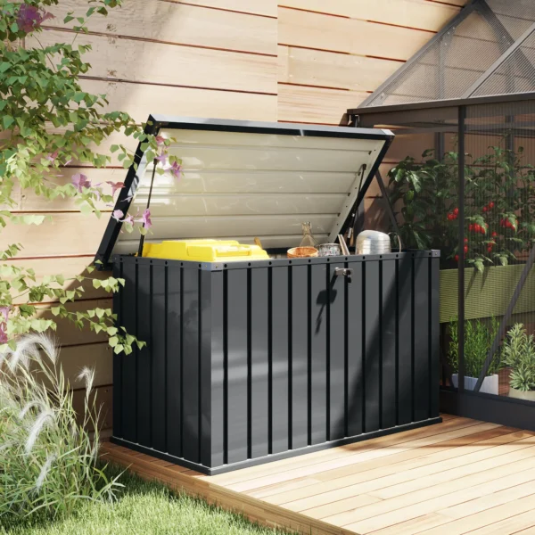 Outsunny Galvanised Metal Garden 400 Litre Garden Storage Box