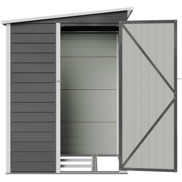 Living and Home 4'x6' Lean To Metal Shed - Grey - Image 4