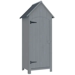 Outsunny 2.5'x 1.5' Small Timber Storage Shed with 3 Shelves - Grey