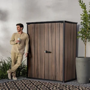 Keter 4.5' x 2' Rosewood Alto Heavy Duty Vertical Plastic Garden Shed with Shelves - Woodlook