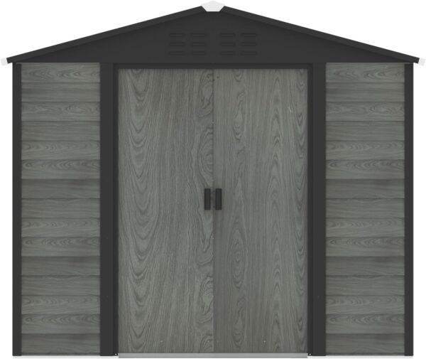 Pro-Tect 8'x6' Woodlook Metal Apex Shed with Foundation Grid - Grey - Image 7