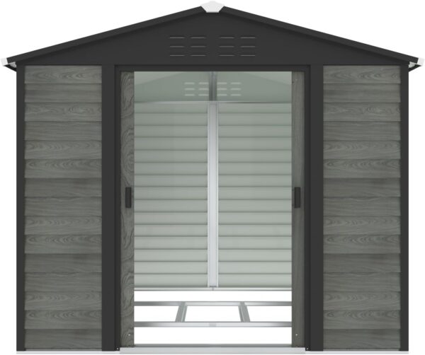 Pro-Tect 8'x6' Woodlook Metal Apex Shed with Foundation Grid - Grey - Image 2
