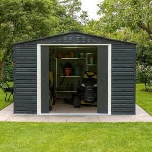 Duramax 10x10 Alpine Metal Apex Garden Shed - Anthracite (Arriving Mid 2026)