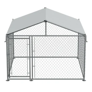 Pro-Tect 6.5'x6.5' Galvanised Steel Dog Kennel with Roof Cover Chain Link Fencing