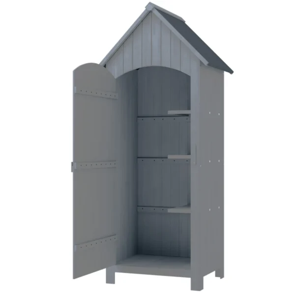 Outsunny 2.5'x 1.5' Small Timber Storage Shed with 3 Shelves - Grey - Image 9