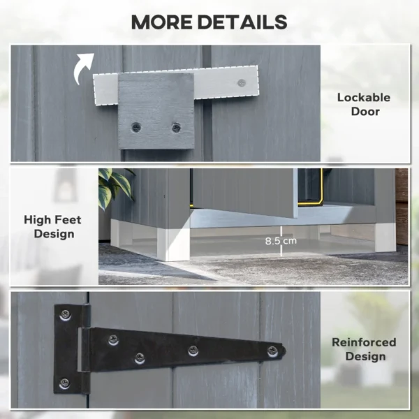 Outsunny 2.5'x 1.5' Small Timber Storage Shed with 3 Shelves - Grey - Image 11