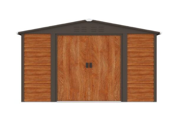 Pro-Tect 10'x8' Woodlook Metal Apex Shed with Foundation Grid - Brown - Image 4