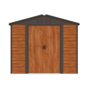 Pro-Tect 8'x6' Woodlook Metal Apex Shed with Foundation Grid - Brown