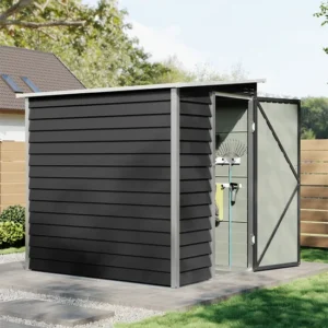 Living and Home 4'x6' Lean To Metal Shed - Anthracite