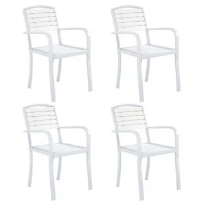Living and Home Set of 4  WPC Outdoor Garden Chairs - White