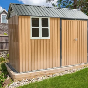 Pro-Tect Nocciano 10'x7' Double Hinged Metal Shed - Warm Brown Grey