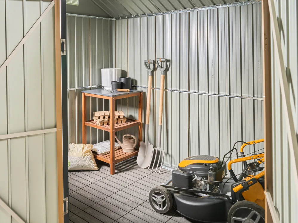 Pro-Tect Nocciano 10'x7' Double Hinged Metal Shed - Warm Brown Grey - Image 5