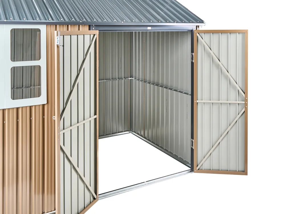 Pro-Tect Nocciano 10'x7' Double Hinged Metal Shed - Warm Brown Grey - Image 9