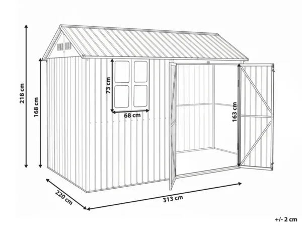 Pro-Tect Nocciano 10'x7' Double Hinged Metal Shed - Warm Brown Grey - Image 2