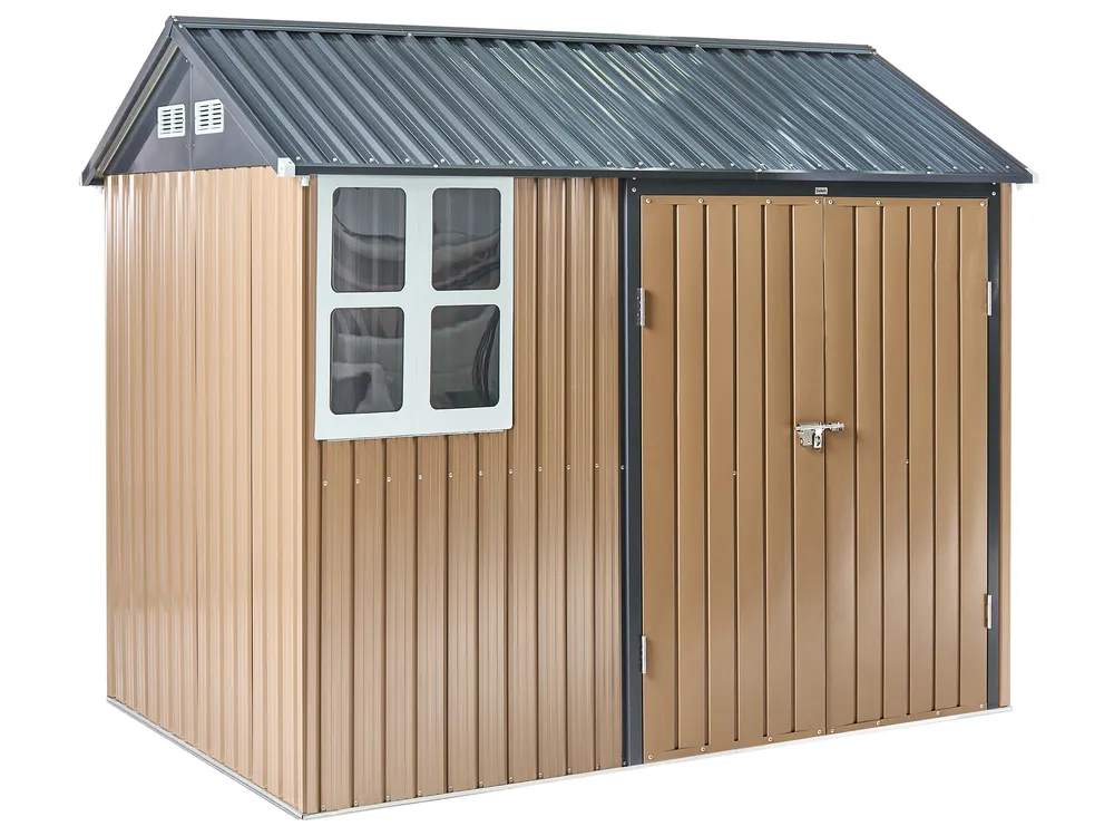 Pro-Tect Nocciano 8'x5.5' Double Hinged Metal Shed - Warm Brown Grey - Image 5