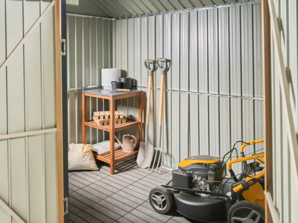 Pro-Tect Nocciano 8'x5.5' Double Hinged Metal Shed - Warm Brown Grey - Image 7