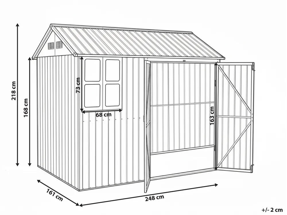 Pro-Tect Nocciano 8'x5.5' Double Hinged Metal Shed - Warm Brown Grey - Image 17