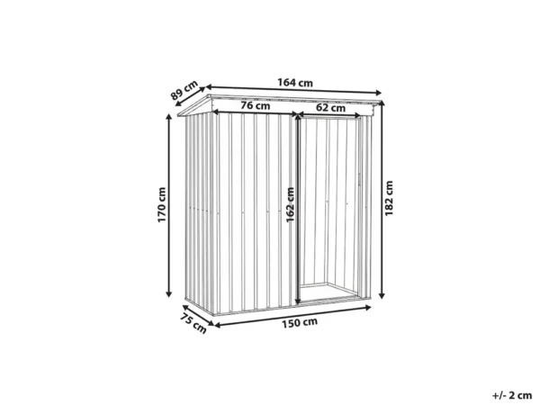 Pro-Tect Aisone 5x2.5 Metal Pent Shed - Graphite Grey - Image 2