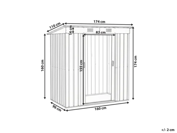 Pro-Tect Acilia 5.5'x 3.5' Metal Pent Shed - Dark Grey - Image 11