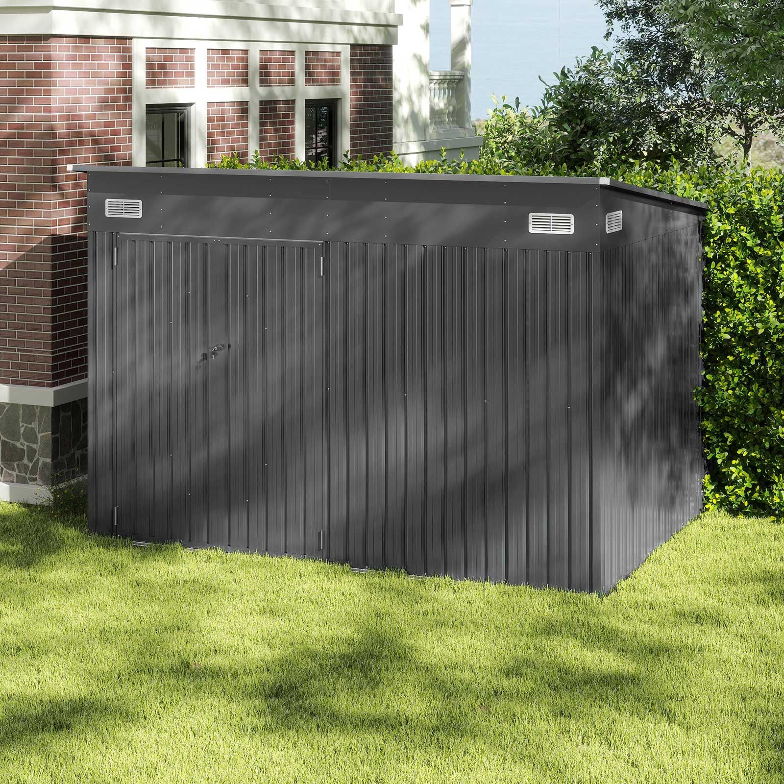 Pro-Tect 9.5'x7' Dual Entrance Metal Lean To Shed - Dark Grey - Image 4