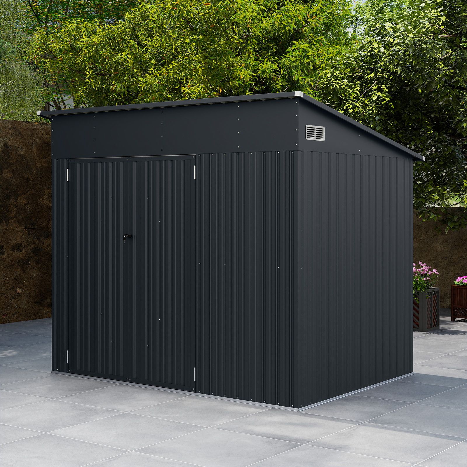 Pro-Tect 7.5'x5' Dual Entrance Metal Lean To Shed - Dark Grey - Image 7